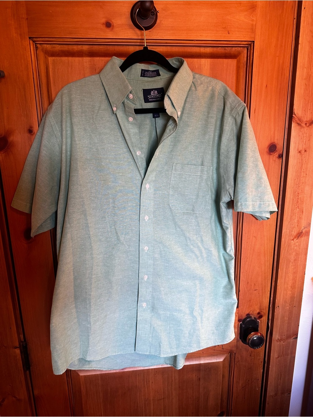 Stafford Short-Sleeve Button-Down Shirt in Mint Green